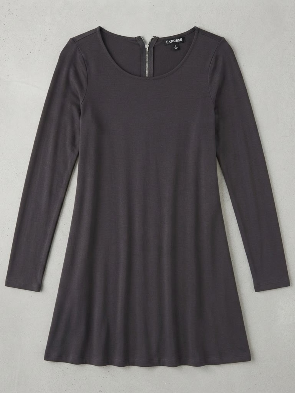 Express Women's Charcoal Long Sleeve Swing Dress